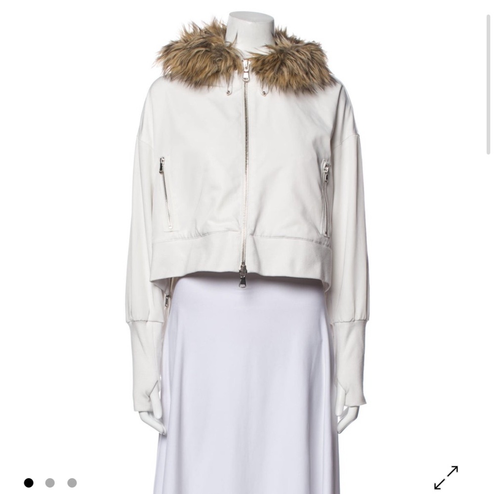 Women's White Jacket with Faux Fur Collar KAUFMANFRANCO